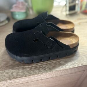 Papillio Black Leather Mules